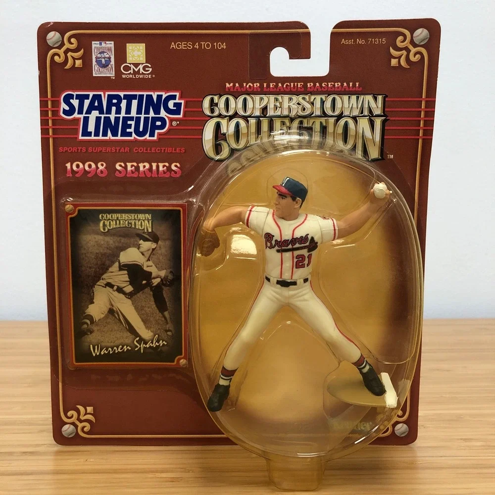Kenner Starting Lineup Warren Spahn Figure 1998 Series Braves White 4in Vintage
